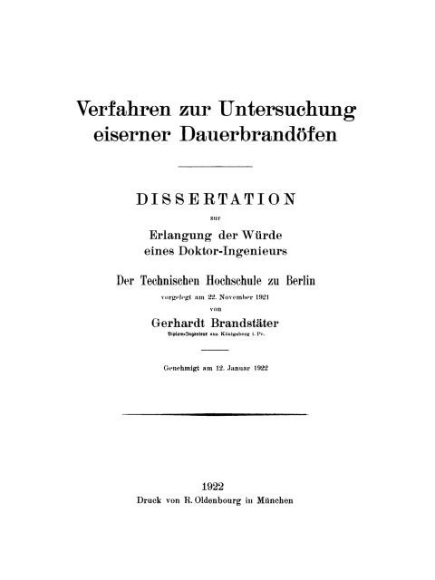 Cover image for book Verfahren zur Untersuchung eiserner Dauerbrandöfen