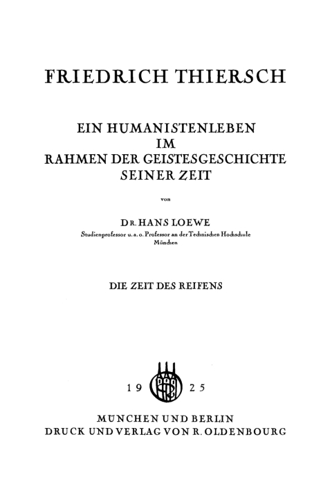 Cover image for book Friedrich Thiersch
