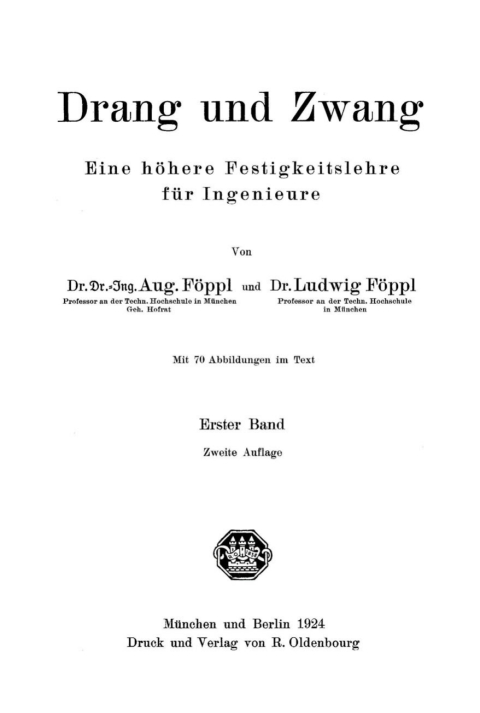 Cover image for book Aug. Föppl; Ludwig Föppl: Drang und Zwang. Band 1