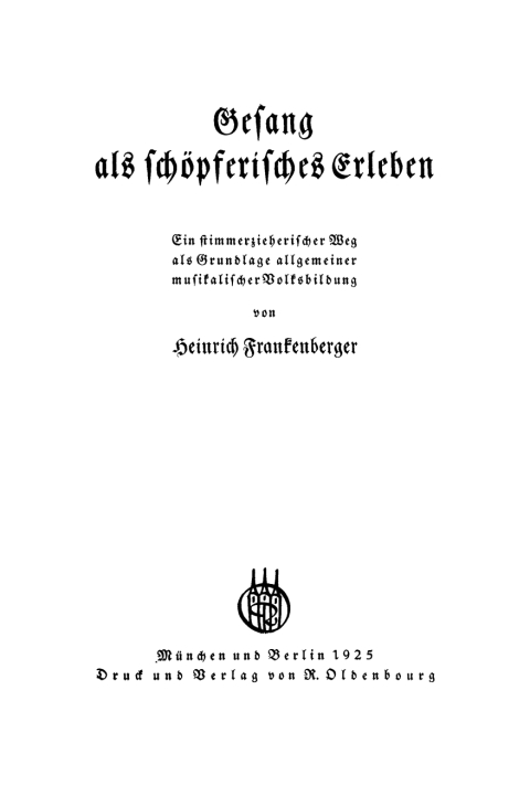 Cover image for book Gesang als schöpferisches Erleben