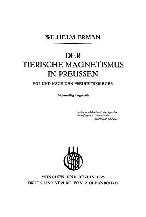 Cover image for book Der Tierische Magnetismus in Preussen