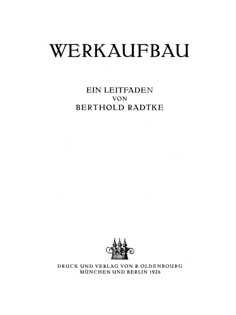 Cover image for book Werkaufbau
