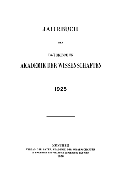 Cover image for book Jahrbuch/ Bayerische Akademie der Wissenschaften. 1925