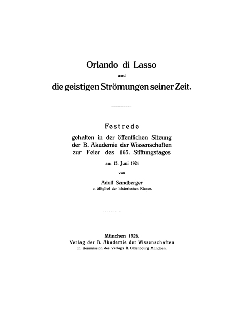 Cover image for book Orlando di Lasso und die geistigen Strömungen seiner Zeit
