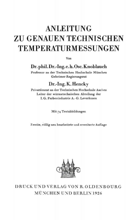Cover image for book Anleitung zu genauen technischen Temperaturmessungen