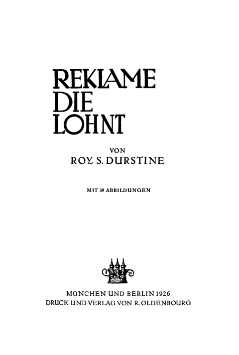 Cover image for book Reklame die lohnt