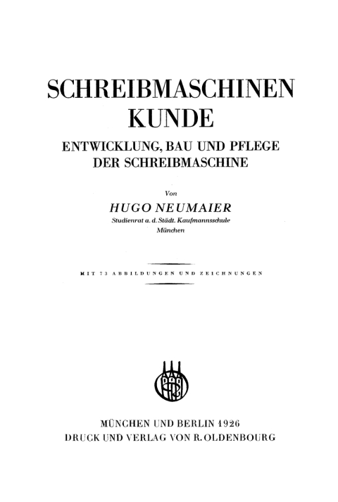 Cover image for book Schreibmaschinenkunde