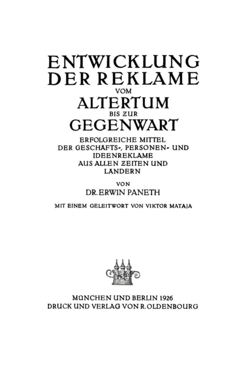 Cover image for book Entwicklung der Reklame vom Altertum bis zur Gegenwart