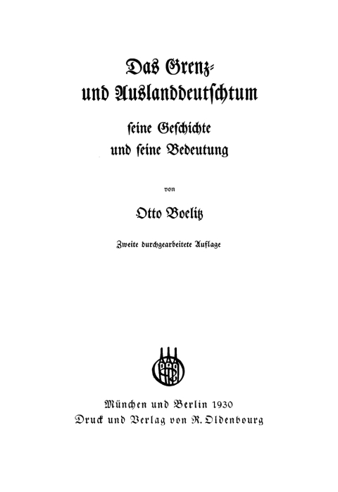 Cover image for book Das Grenz- und Auslanddeutschtum