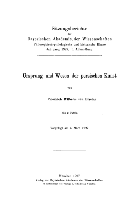 Cover image for book Ursprung und Wesen der persischen Kunst