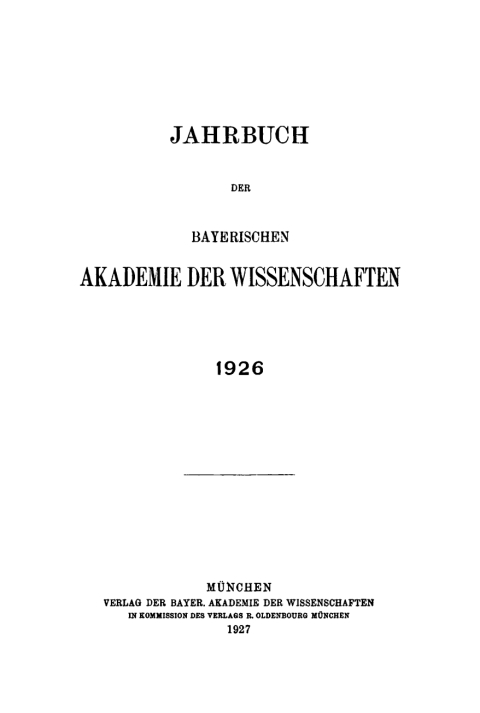 Cover image for book Jahrbuch/ Bayerische Akademie der Wissenschaften. 1926