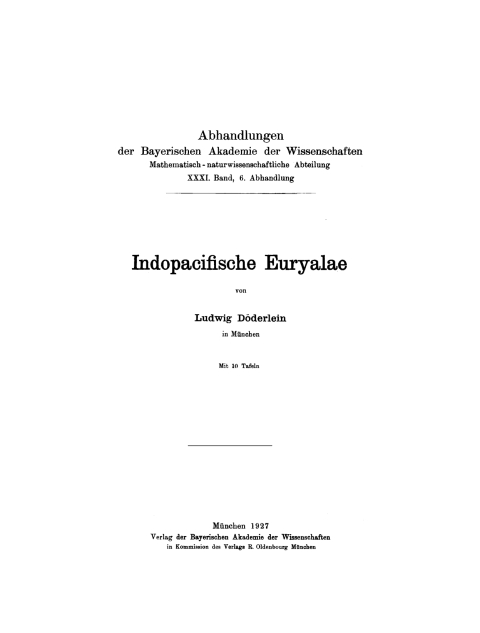 Cover image for book Indopacifische Euryalae