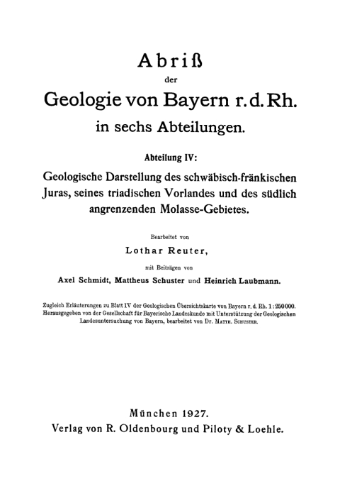 Cover image for book Geologische Darstellung des schwäbisch-fränkischen Juras, seines triadischen Vorlandes und des südlich angrenzenden Molasse-Gebietes
