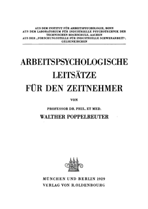 Cover image for book Arbeitspsychologische Leitsätze für den Zeitnehmer