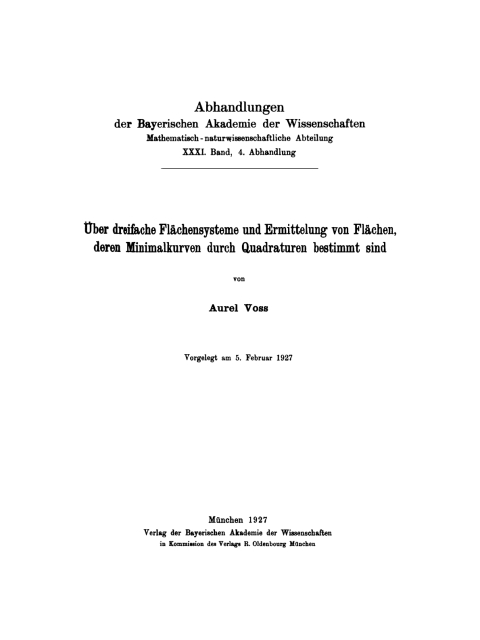 Cover image for book Über dreifache Flächensysteme und Ermittelung von Flächen, deren Minimalkurven durch Quadraturen bestimmt sind