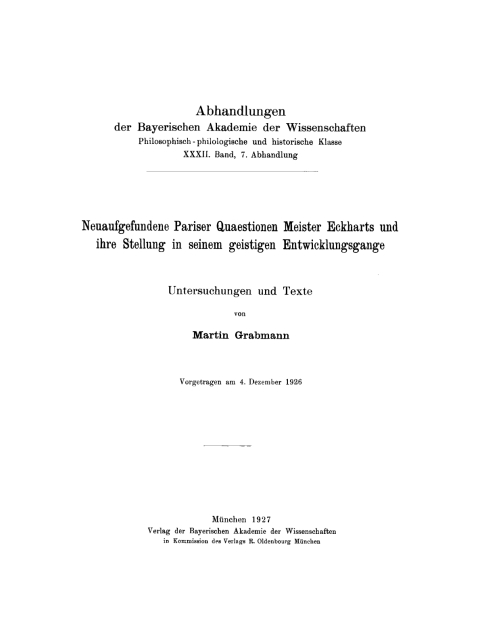 Cover image for book Neuaufgefundene Pariser Quaestionen Meister Eckharts und ihre Stellung in seinem geistigen Entwicklungsgange
