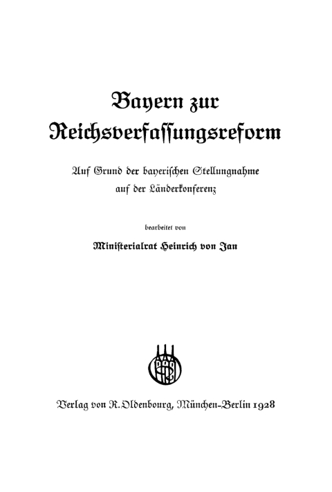 Cover image for book Bayern zur Reichsverfassungsreform