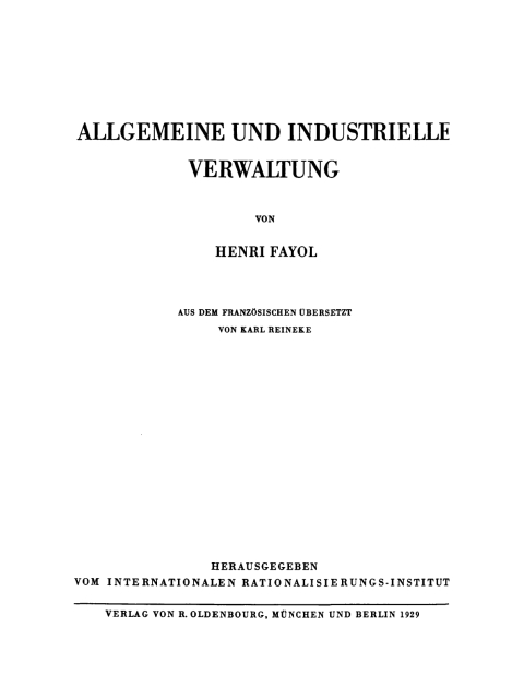 Cover image for book Allgemeine und industrielle Verwaltung