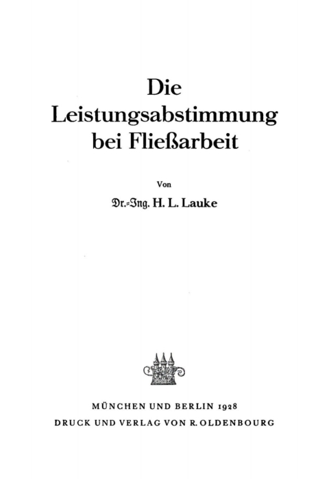 Cover image for book Die Leistungsabstimmung bei Fließarbeit
