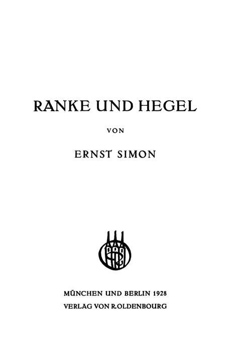 Cover image for book Ranke und Hegel