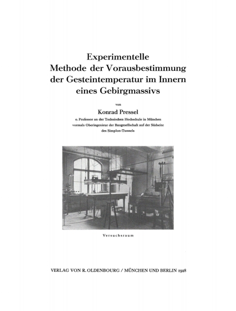 Cover image for book Experimentelle Methode der Vorausbestimmung der Gesteintemperatur im Innern eines Gebirgmassivs