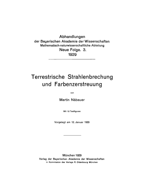 Cover image for book Terrestrische Strahlenbrechung und Farbenzerstreuung