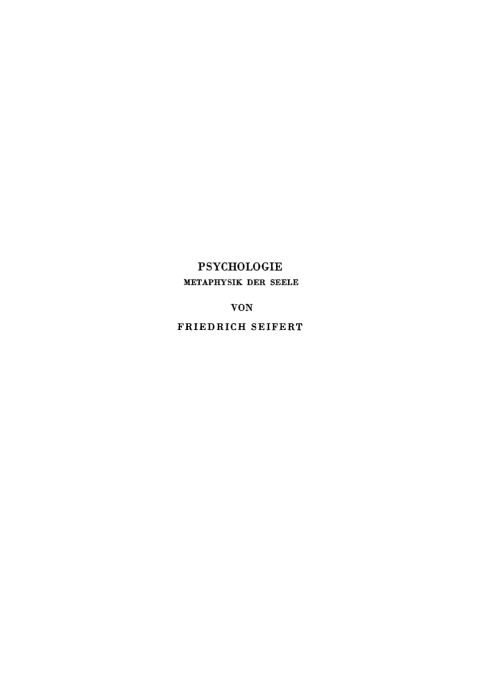 Cover image for book Psychologie. Metaphysik der Seele