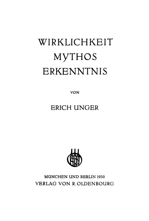Cover image for book Wirklichkeit Mythos Erkenntnis