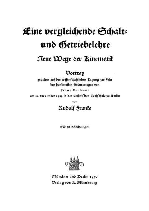 Cover image for book Eine vergleichende Schalt- und Getriebelehre