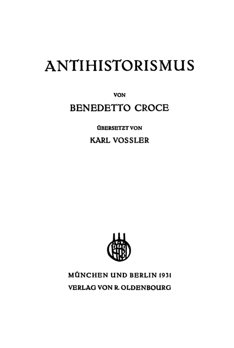 Cover image for book Antihistorismus