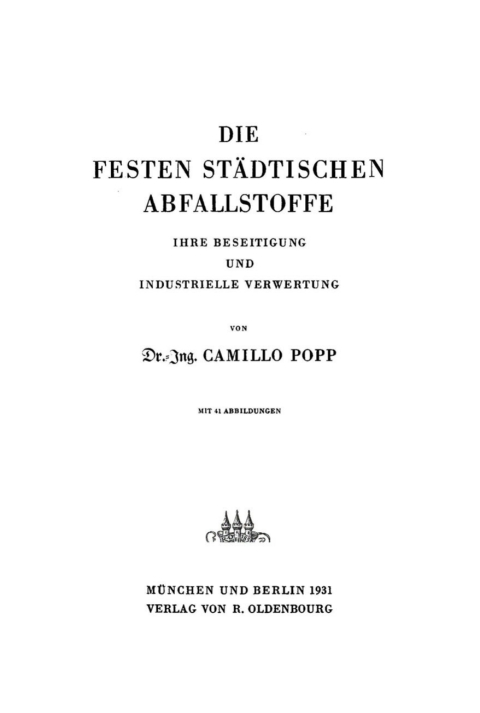 Cover image for book Die festen städtischen Abfallstoffe