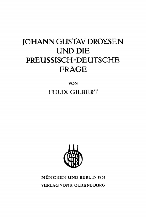Cover image for book Johann Gustav Droysen und die preussisch-deutsche Frage