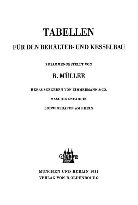 Cover image for book Tabellen für den Behälter- und Kesselbau