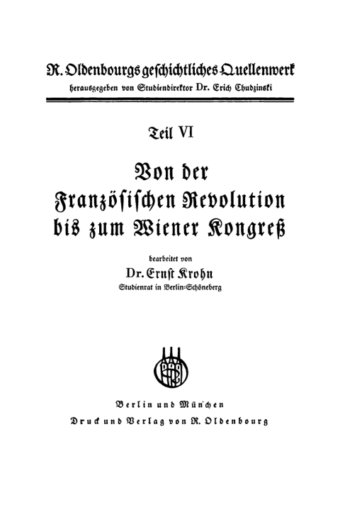Cover image for book Von der Französischen Revolution bis zum Wiener Kongreß