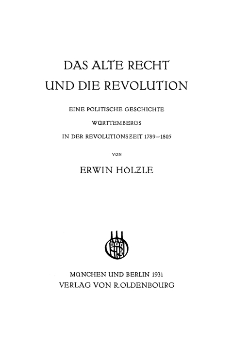 Cover image for book Das alte Recht und die Revolution