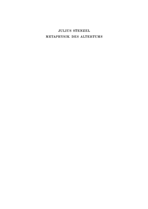 Cover image for book Metaphysik des Altertums