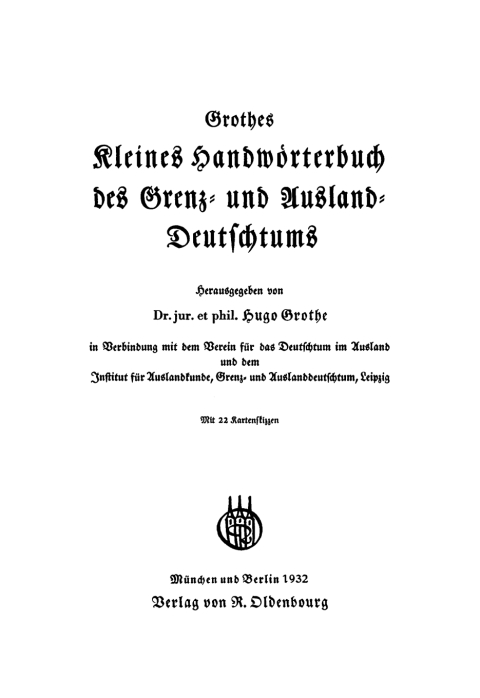 Cover image for book Grothes kleines Handwörterbuch des Grenz- und Ausland-Deutschtums