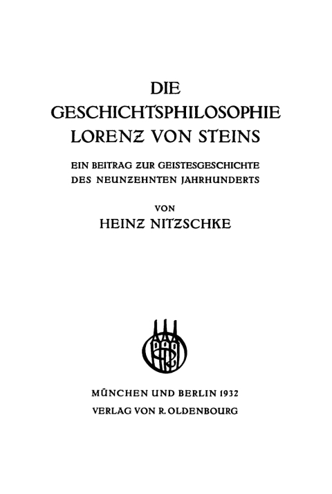 Cover image for book Die Geschichtsphilosophie Lorenz von Steins