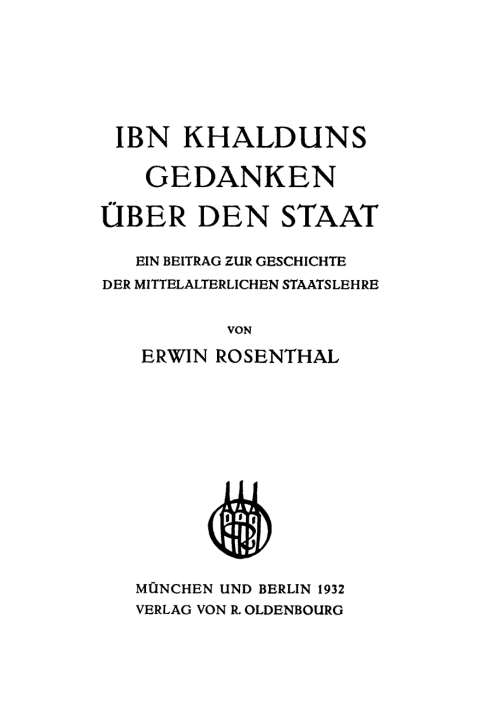 Cover image for book IBN Khalduns Gedanken über den Staat