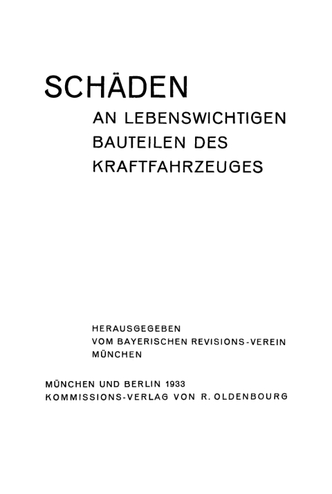 Cover image for book Schäden an lebenswichtigen Bauteilen des Kraftfahrzeuges