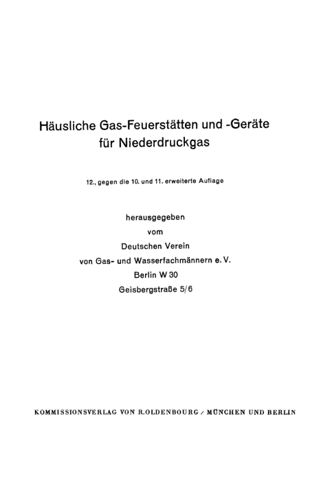 Cover image for book Häusliche Gas-Feuerstätten und -Geräte für Niederdruckgas