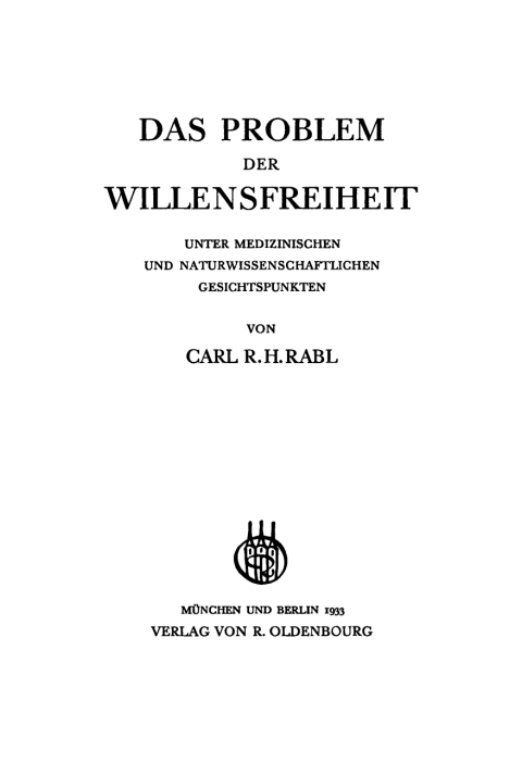Cover image for book Das Problem der Willensfreiheit