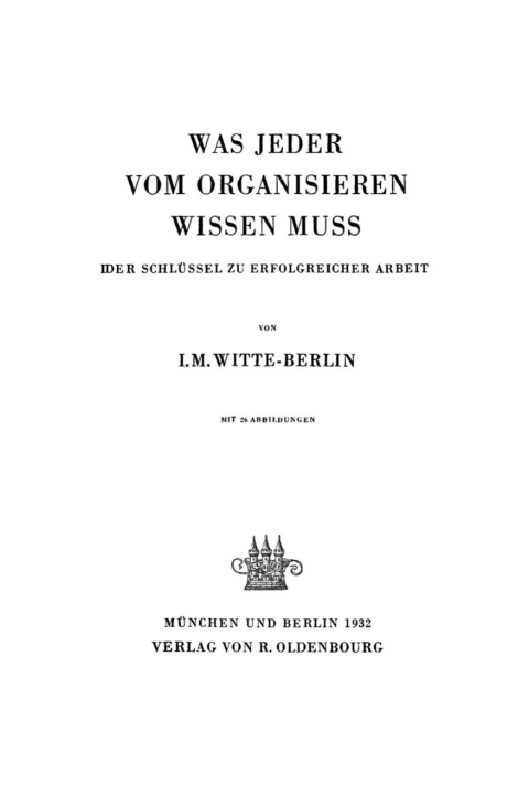 Cover image for book Was jeder vom Organisieren wissen muss