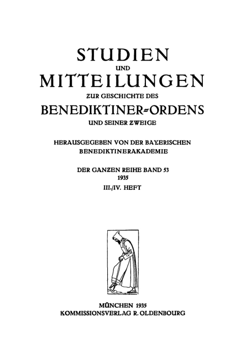 Cover image for book Studien und Mitteilungen zur Geschichte des Benediktinerordens und seiner Zweige. Band 53 (III./IV. Heft)