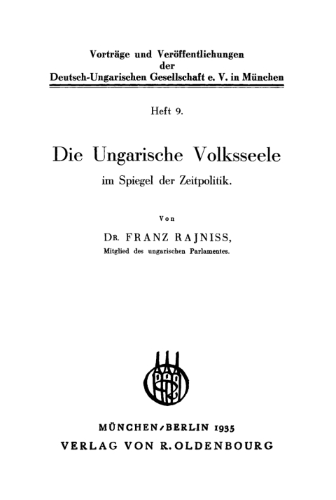 Cover image for book Die ungarische Volksseele im Spiegel der Zeitpolitik