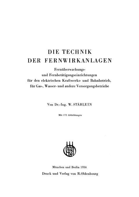 Cover image for book Die Technik der Fernwirkanlagen