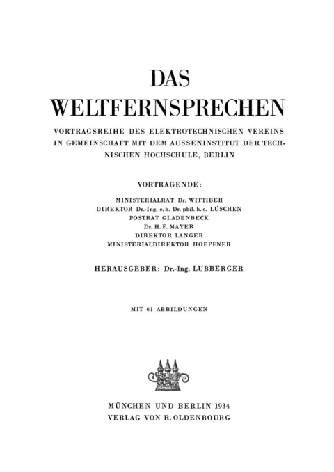 Cover image for book Das Weltfernsprechen