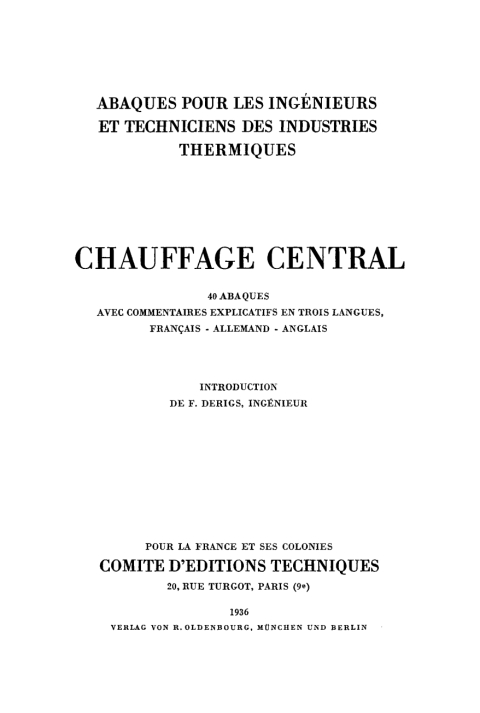 Cover image for book Chauffage central. Abaques pour les ingénieurs et techniciens des industries thermiques