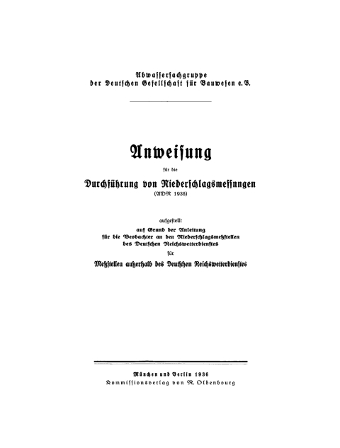 Cover image for book Anweisung für die Durchführung von Niederschlagsmessungen
