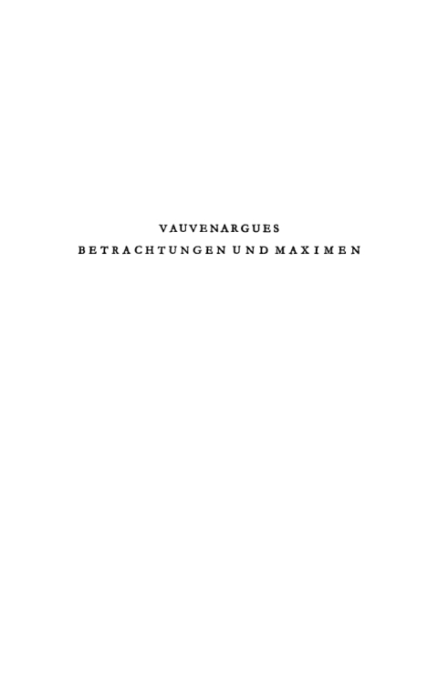 Cover image for book Vauvenargues Betrachtungen und Maximen